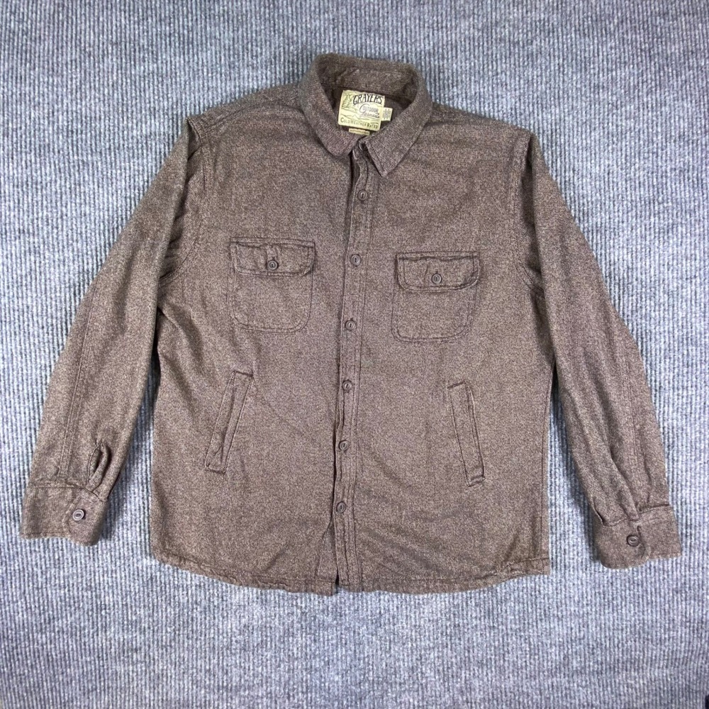 Grayers Button Up Shirt Mens XL Brown Cotton Heavyweight Flannel Workwear Rugged